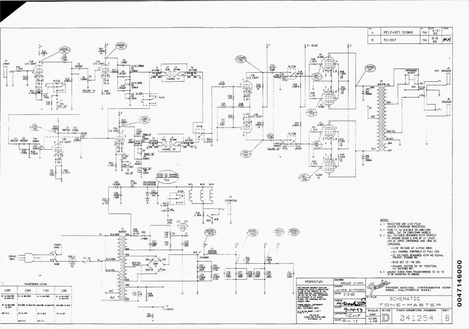 fender tonemaster schematic