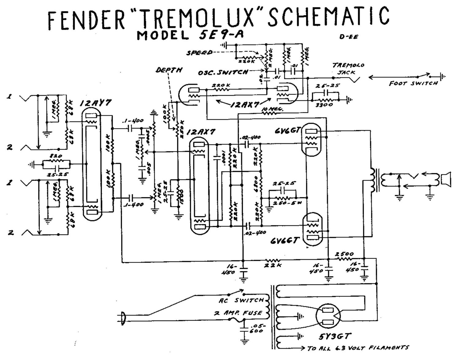 fender tremolux 5e9a schematic