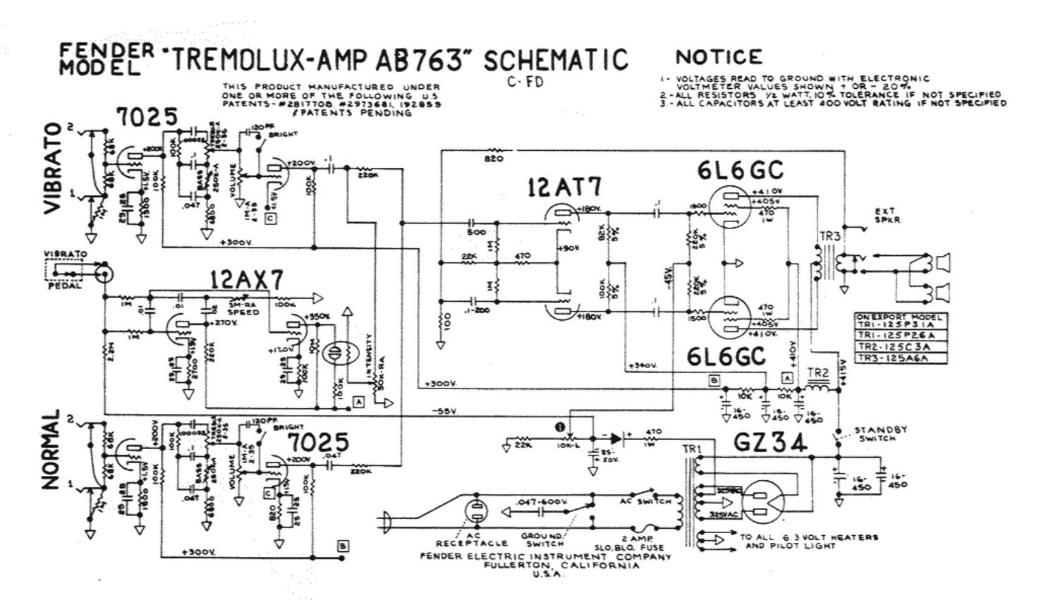 fender tremolux ab763 schematic