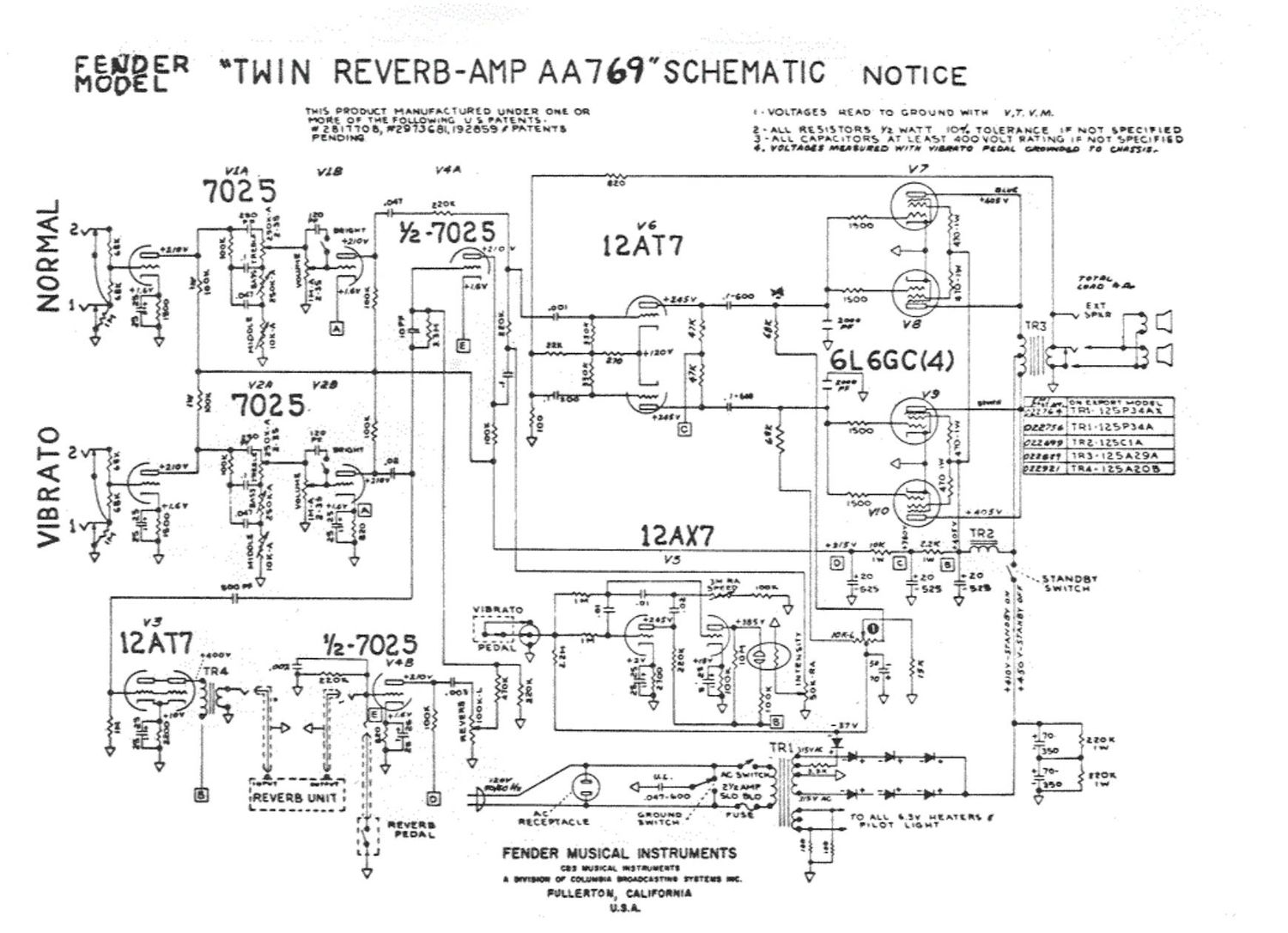 fender twin reverb aa769 schematic