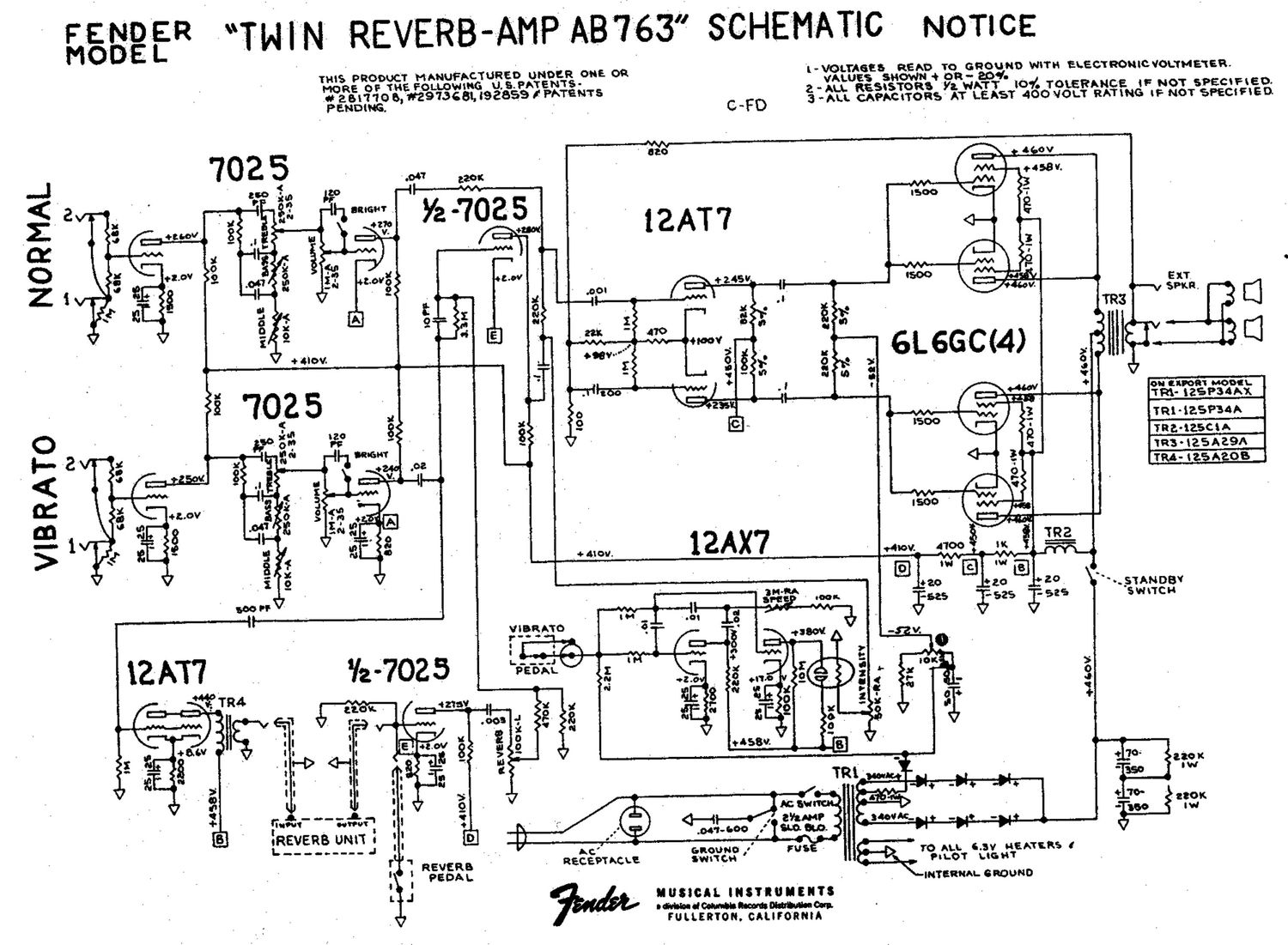 fender twin reverb ab763 schematic