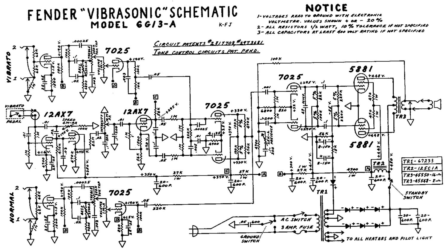fender vibrasonic 6g13a schematic