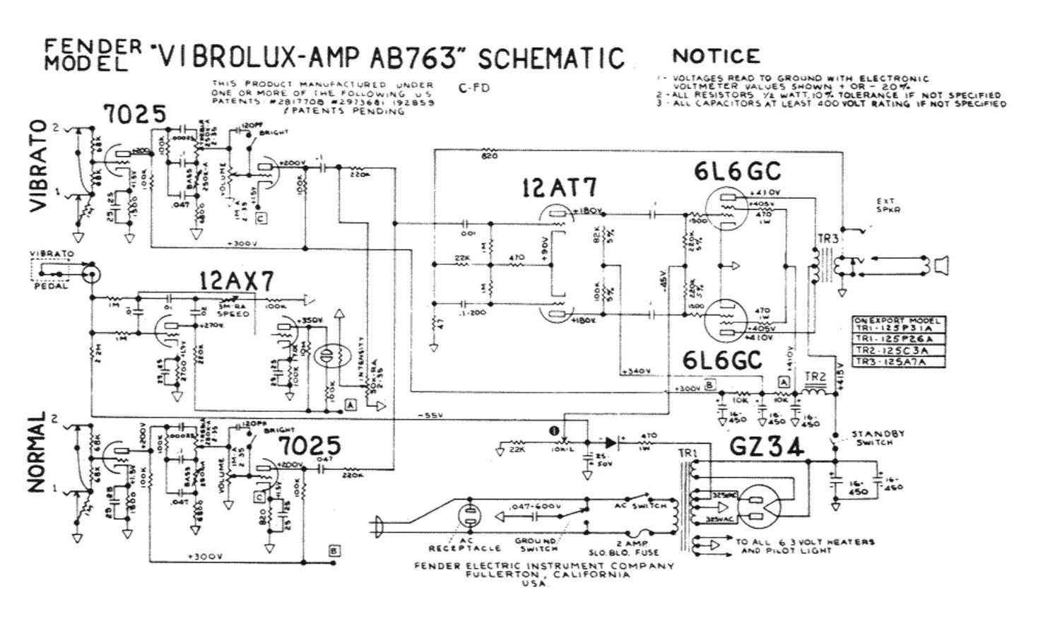 fender vibrolux ab763 schematic