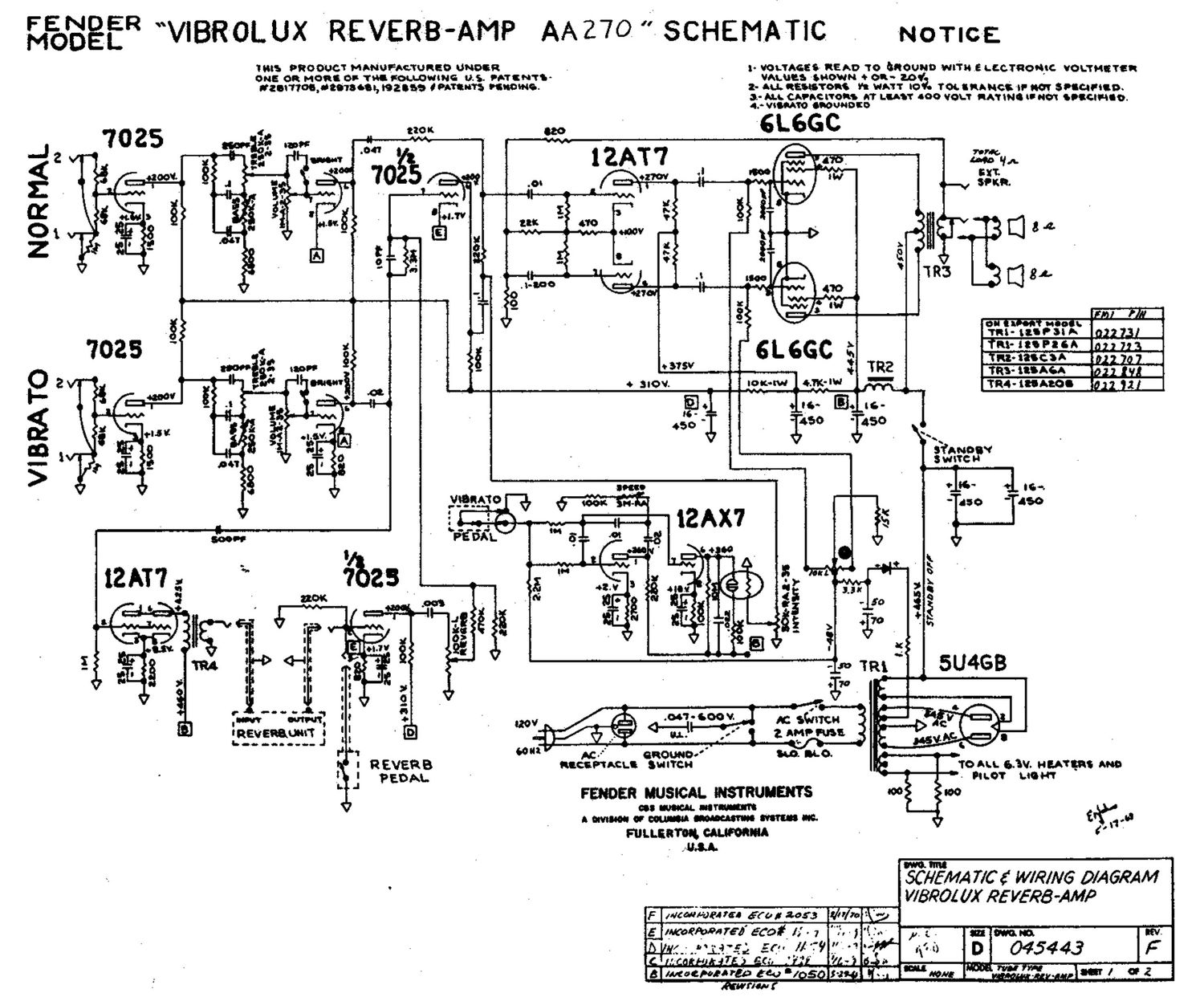 fender vibrolux reverb aa270 schematic