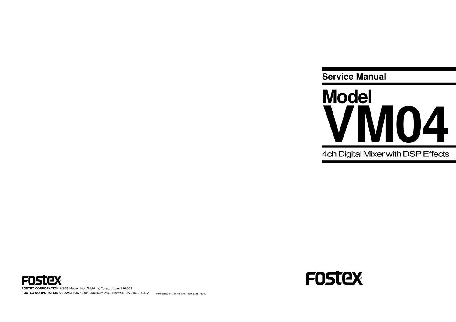 fostex vm04 4ch digital mixer service manual