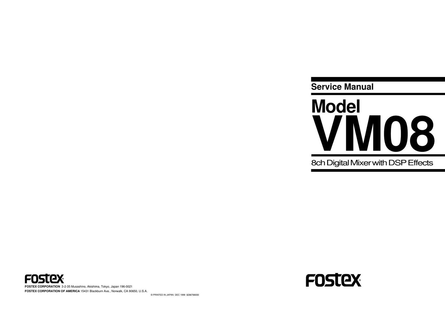 fostex vm08 8ch digital mixer service manual