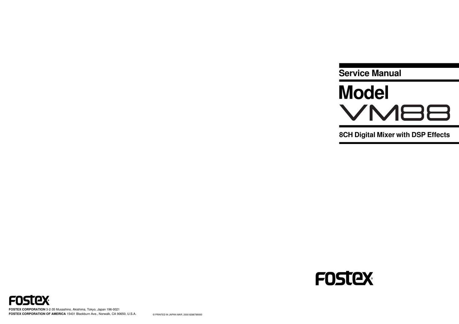 fostex vm88 service manual