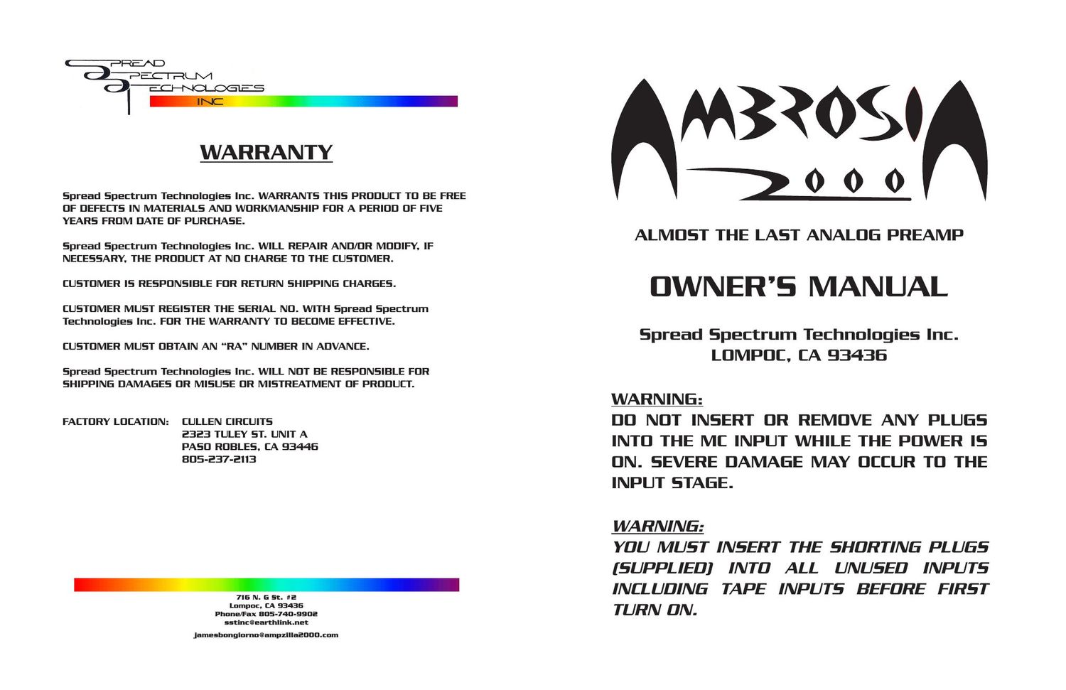 gas ambrosia owners manual