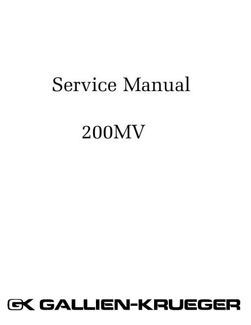 gallien krueger 200 mv service manual