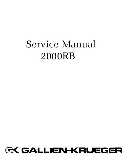gallien krueger 2000 rb volume 1 service manual