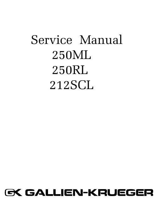 gallien krueger 250 ml 250 rl 212 scl service manual