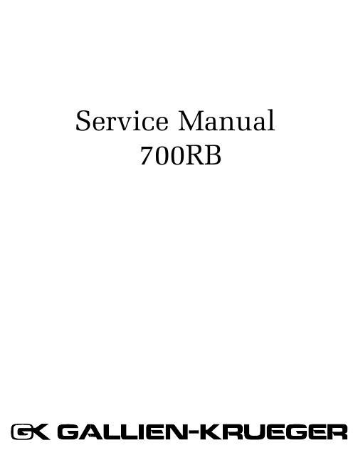 gallien krueger 700 rb volume 1 service manual