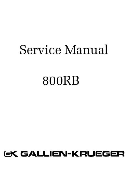 gallien krueger 800 rb volume 1 service manual