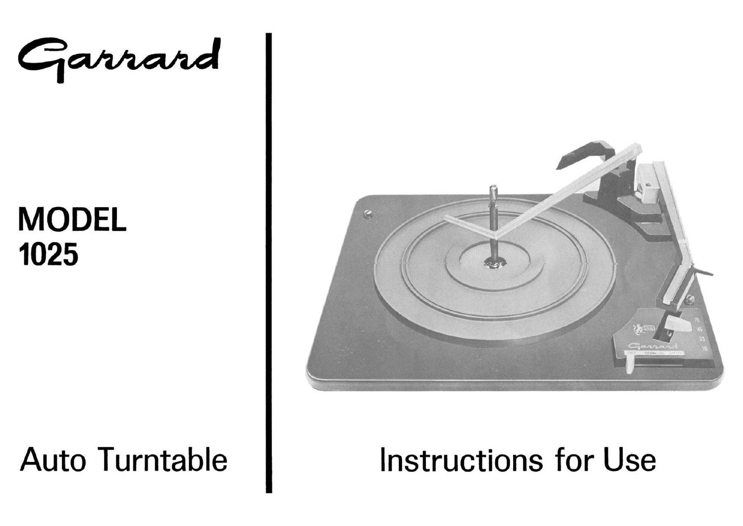 Garrard 1025 Owners Manual