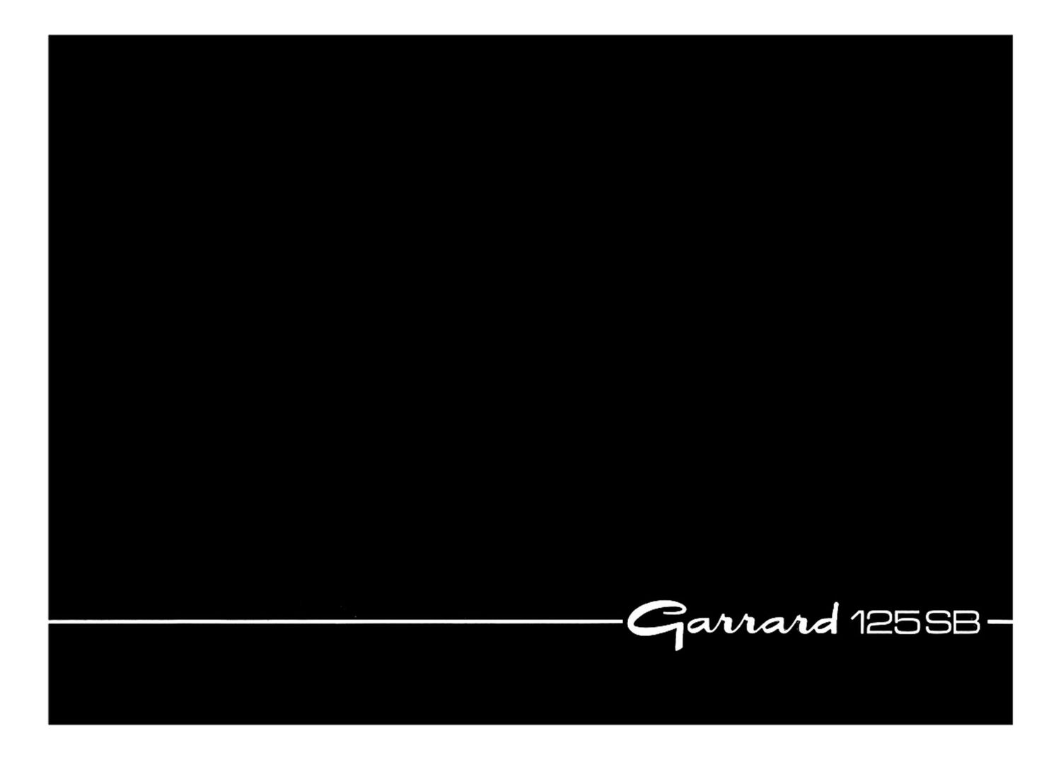Garrard 125 SB Owners Manual