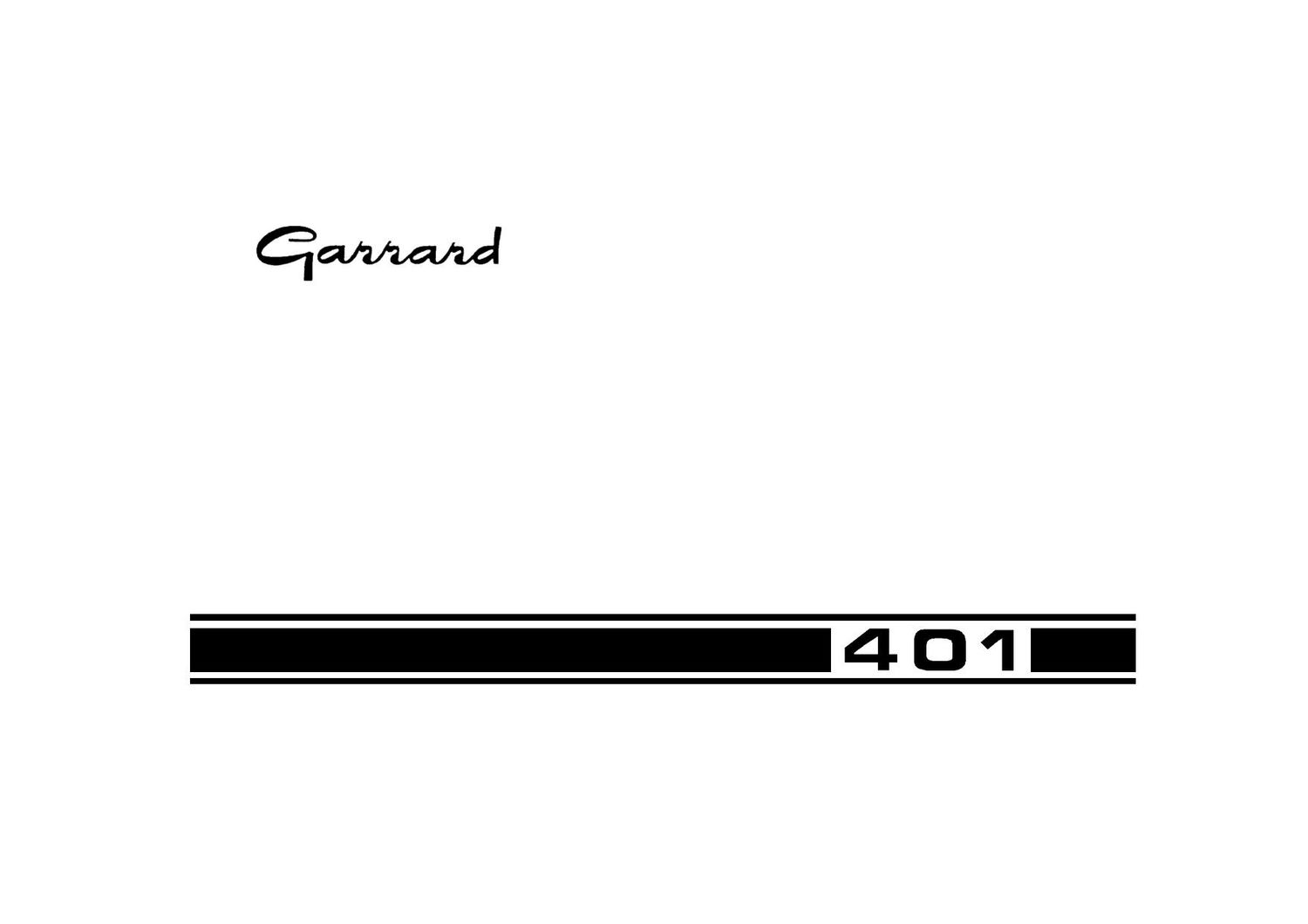Garrard 401 Owners Manual