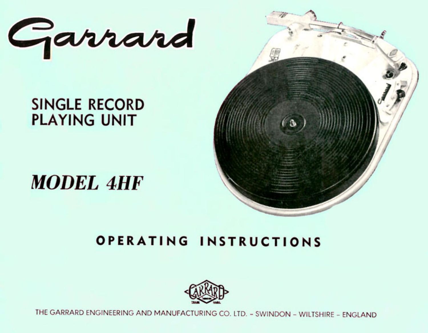Garrard 4HF Owners Manual