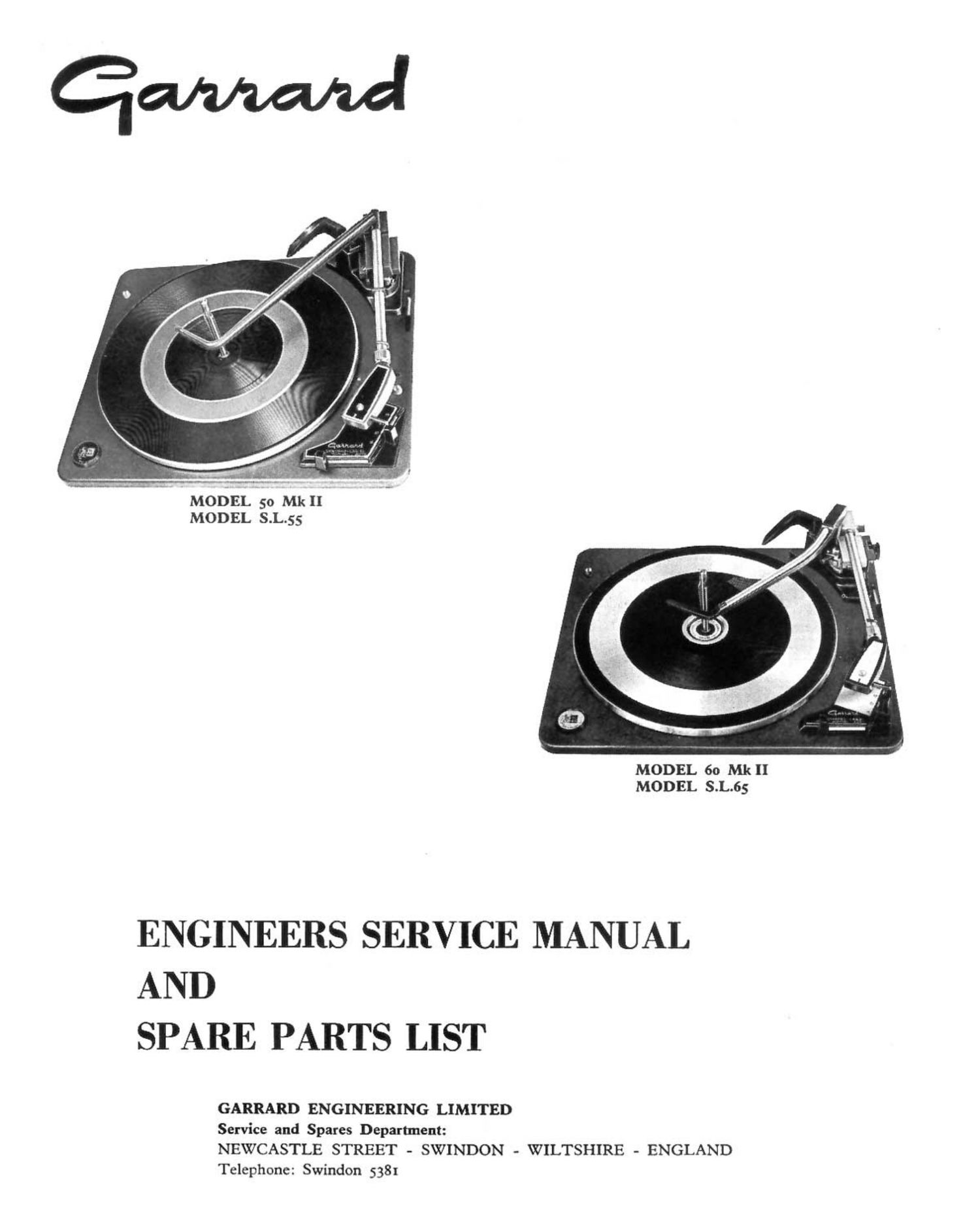 Garrard 50 Mk2 60 Mk2 SL 65 SL 55 Service Manual