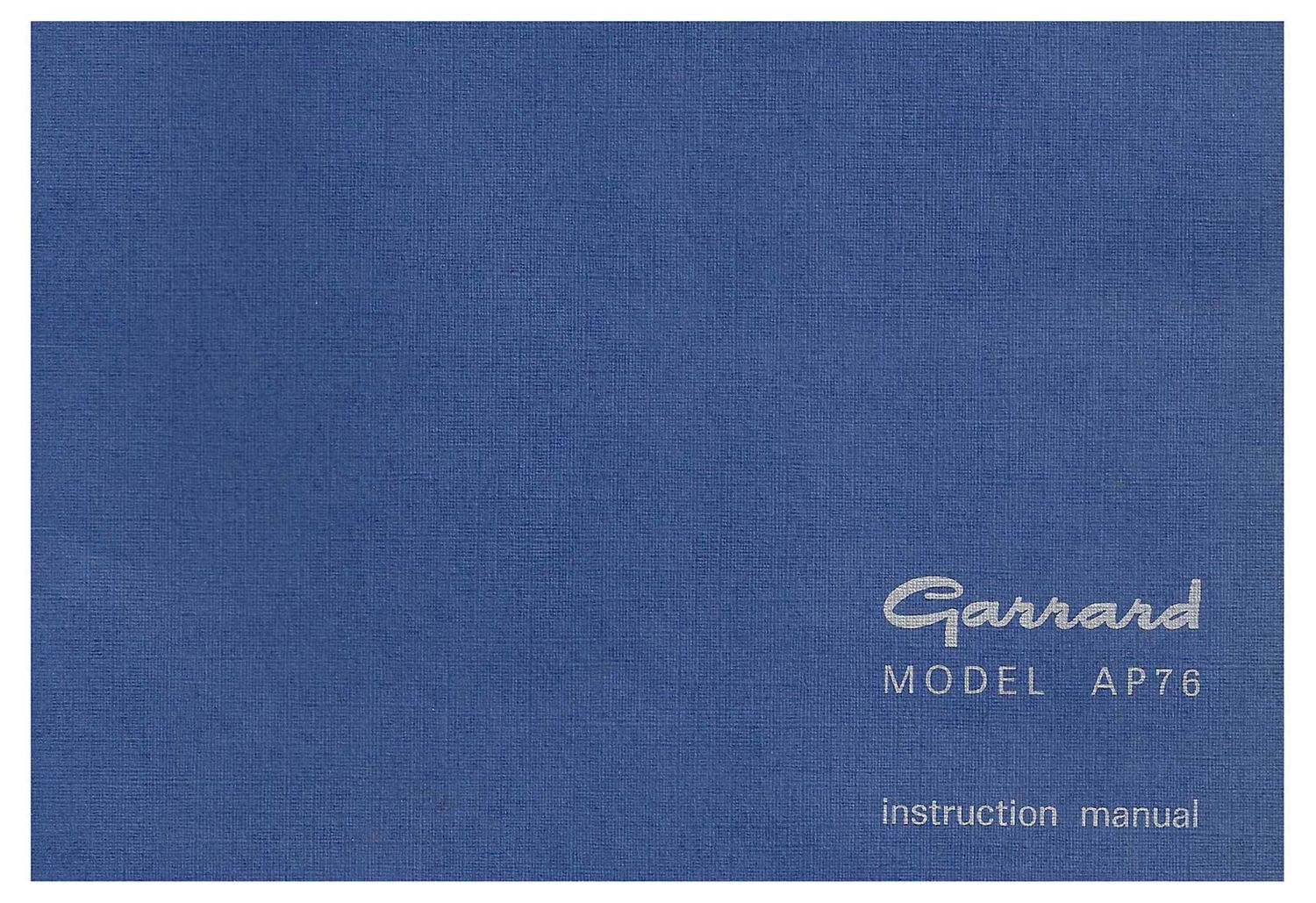 Garrard AP 76 Owners Manual