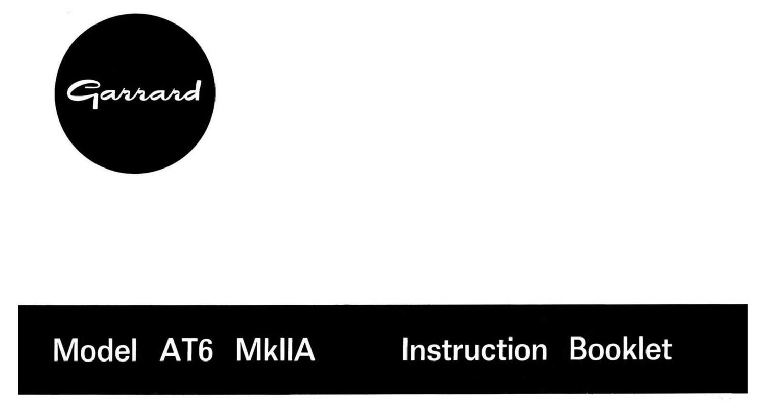 Garrard AT 6 Mk2A Owners Manual