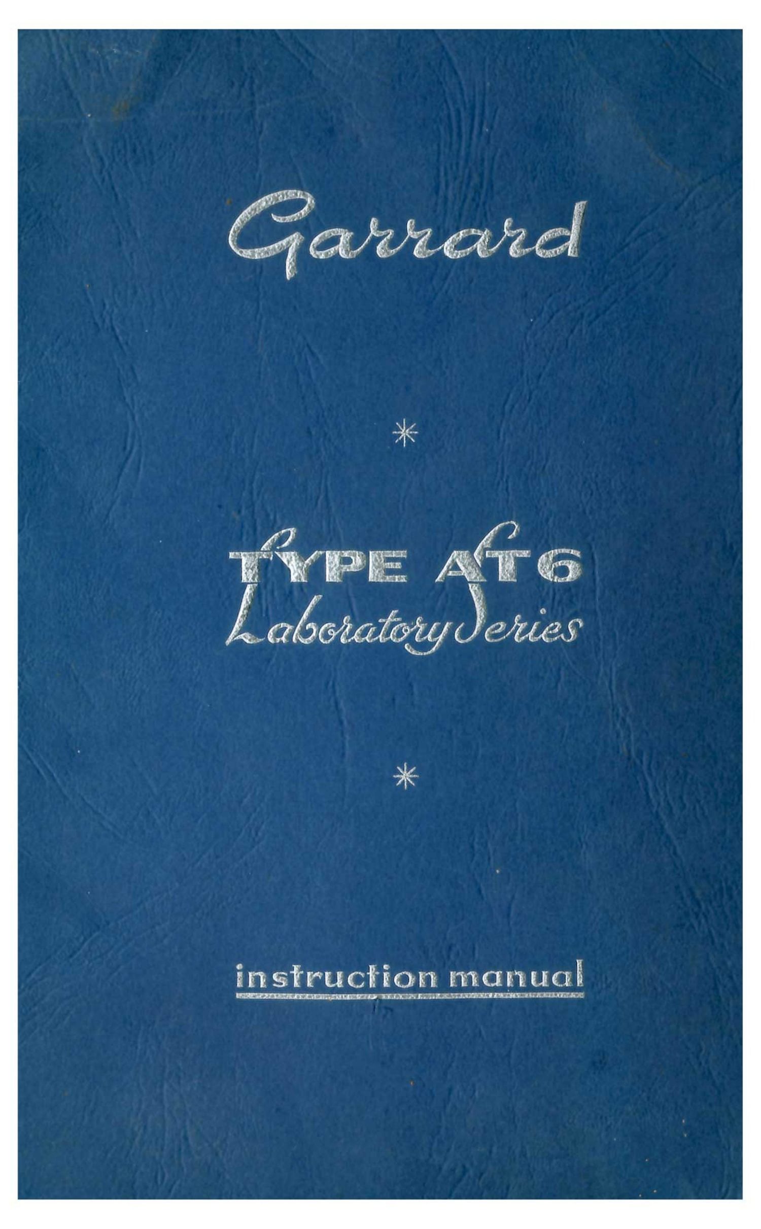 Garrard AT 6 Owners Manual