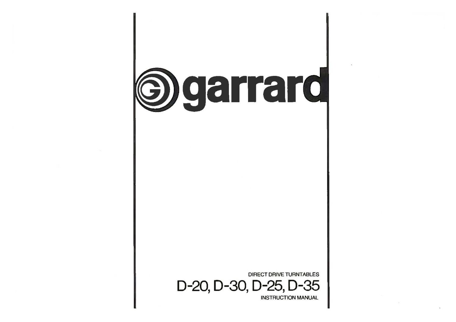 Garrard D 20 D 25 D 30 D 35 Owners Manual