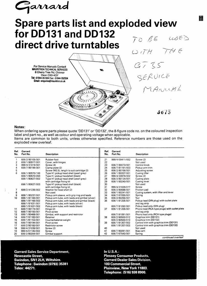 garrard dd 131 service manual