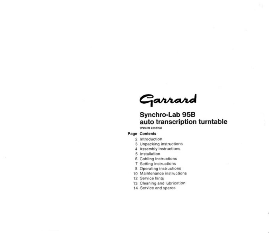 garrard sl 95 b owners manual