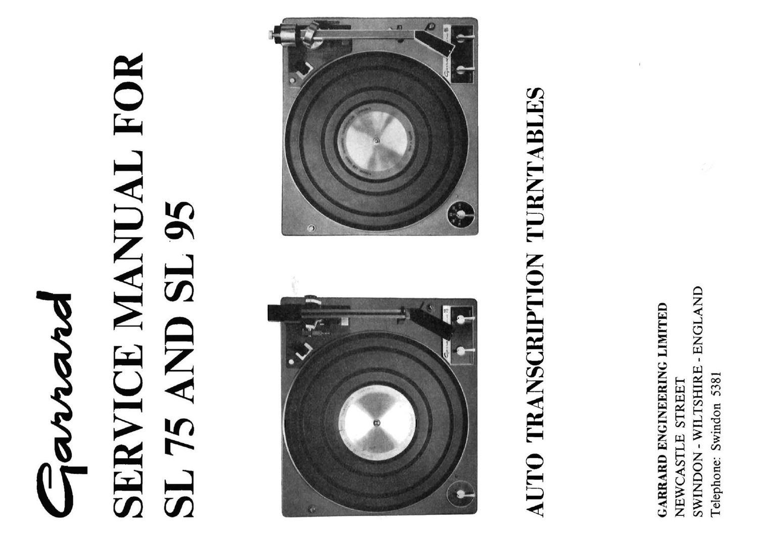 Garrard SL 75 SL 95 Service Manual