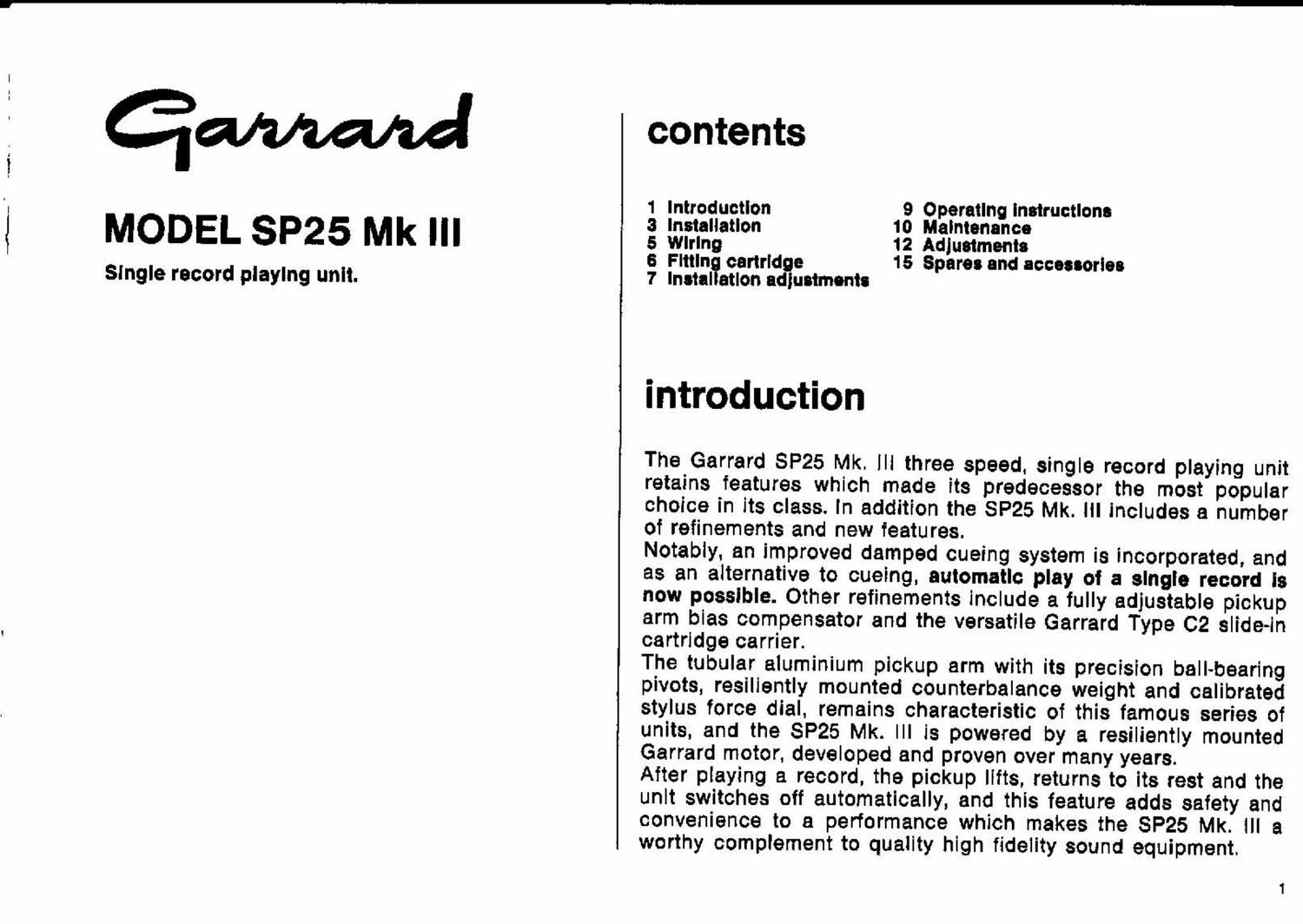garrard sp 25 mk3 owners manual