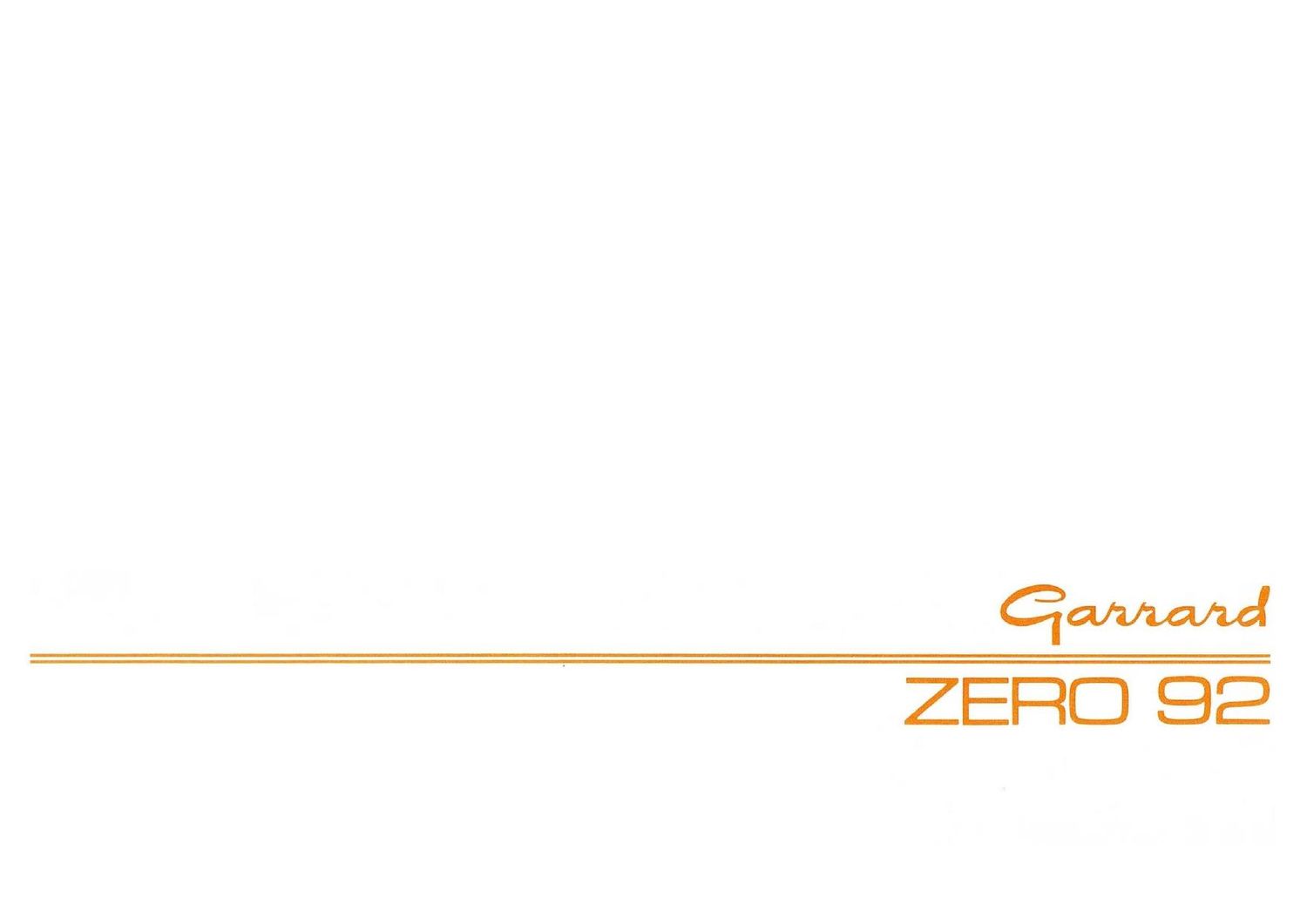 Garrard Zero 92 Owners Manual
