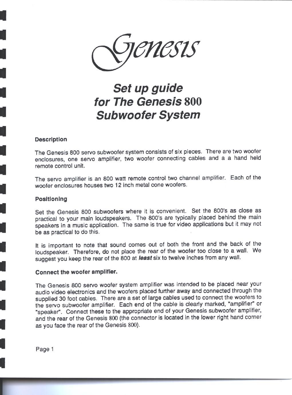 genesis 800 owners manual