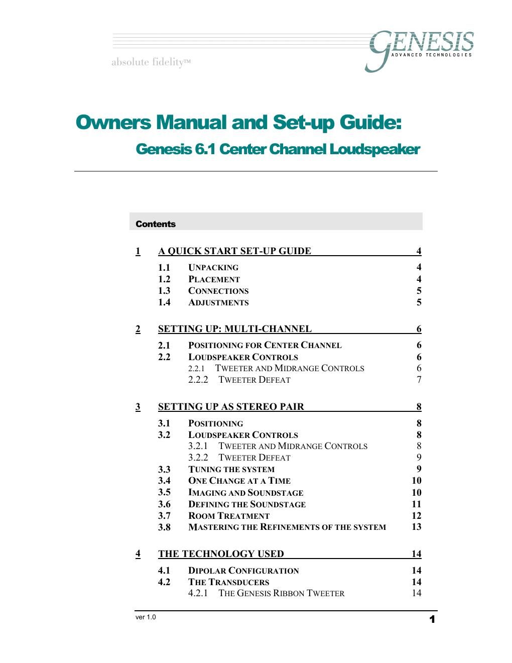 genesis g 6 1 c owners manual