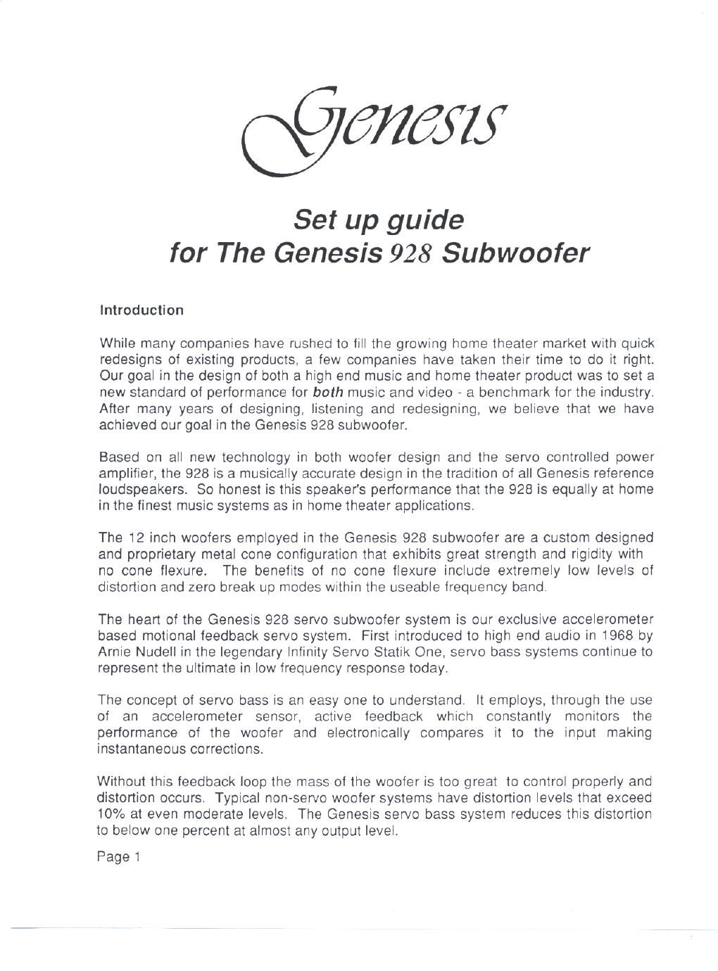 genesis g 928 owners manual