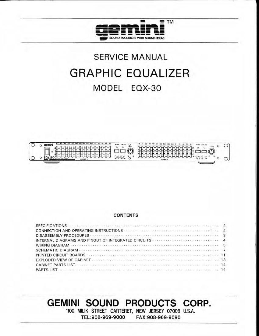 gemini sound eqx 30 service manual