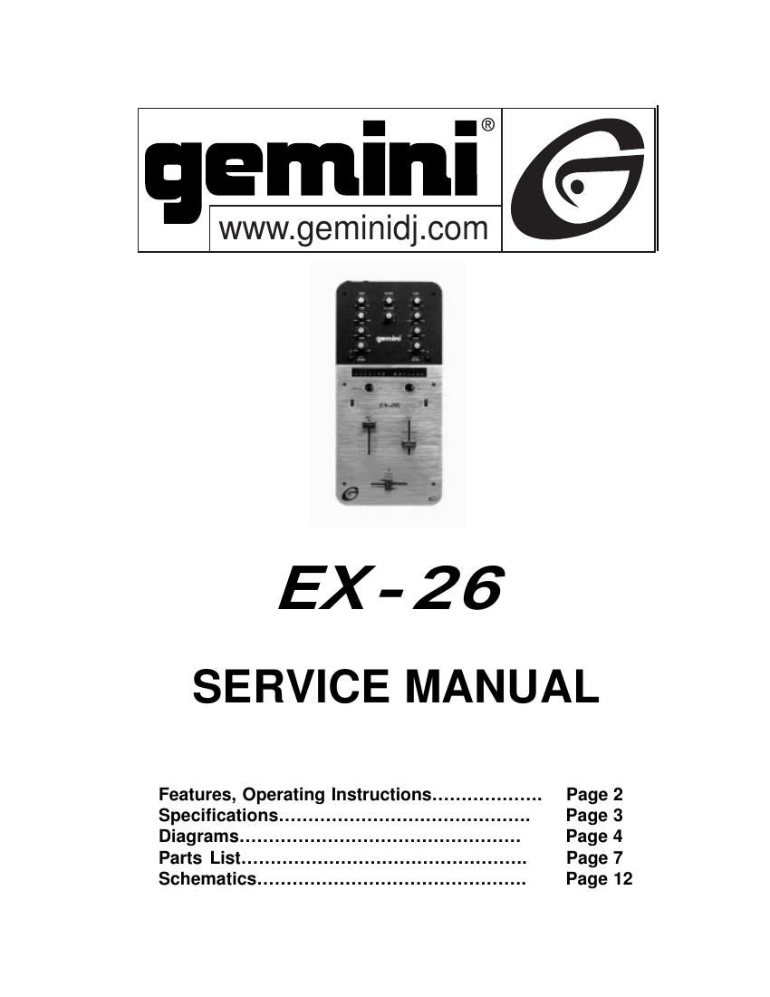 gemini sound ex 26 service manual