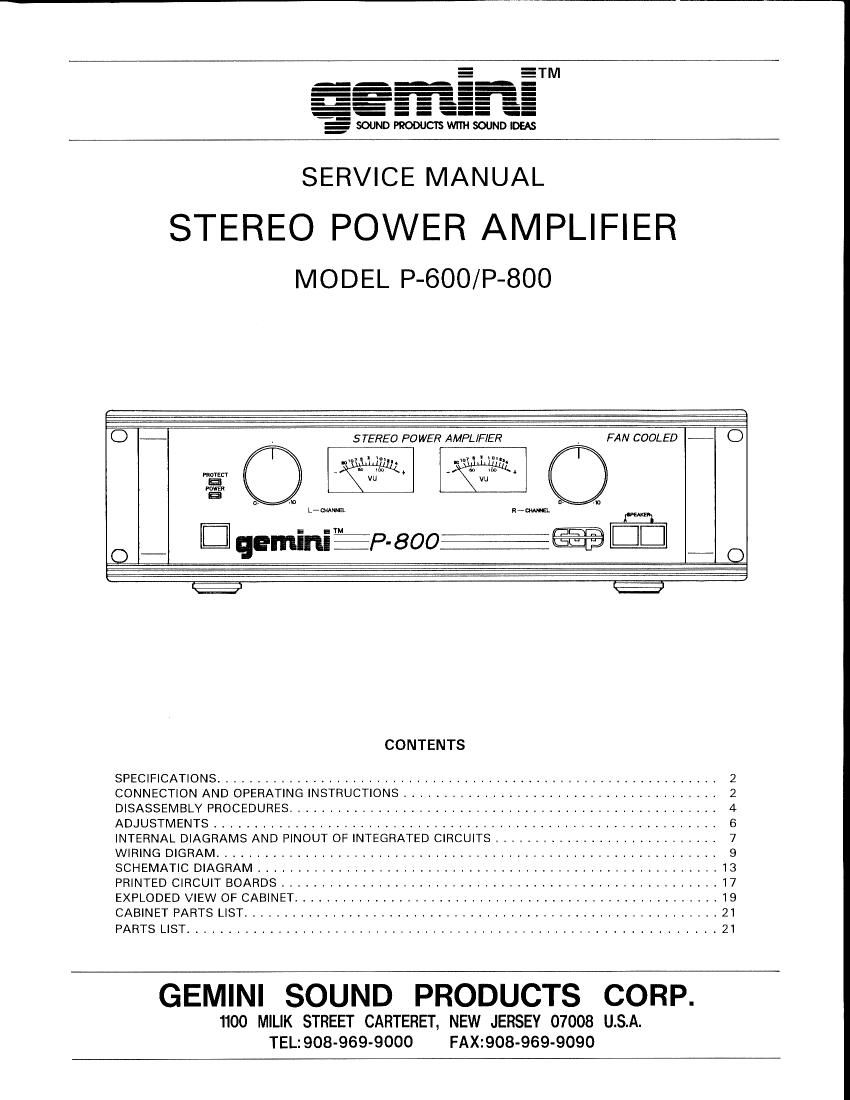 gemini sound p 600 service manual
