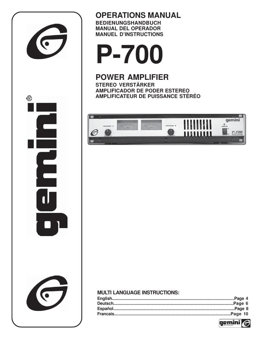 gemini sound p 700 owners manual