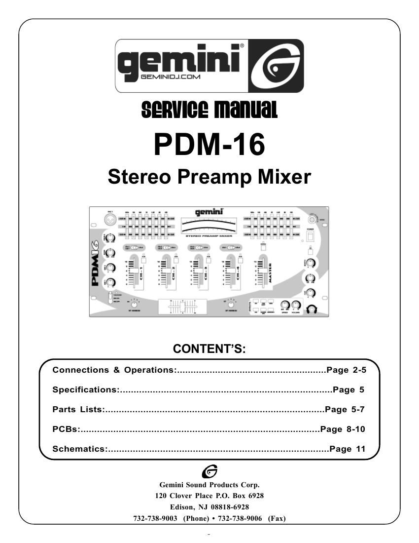 gemini sound pdm 16 service manual