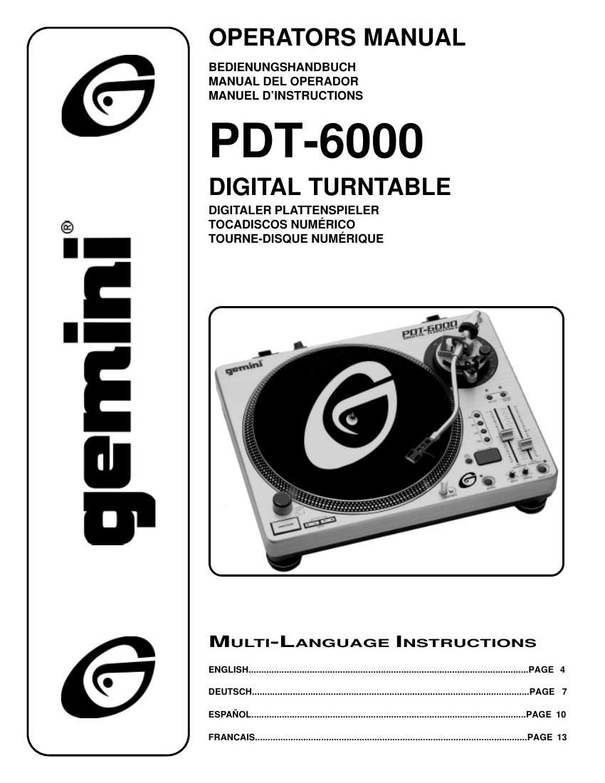 gemini sound pdt 6000 owners manual