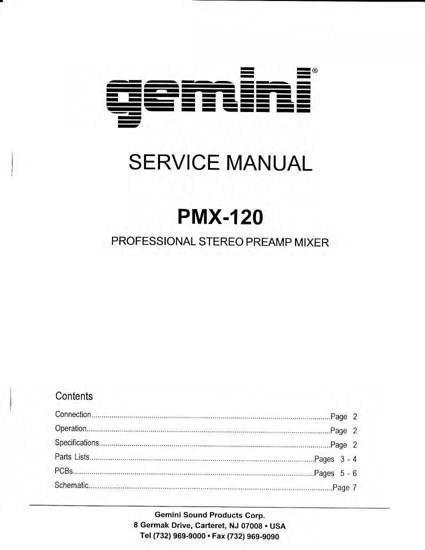 gemini sound pmx 120 service manual