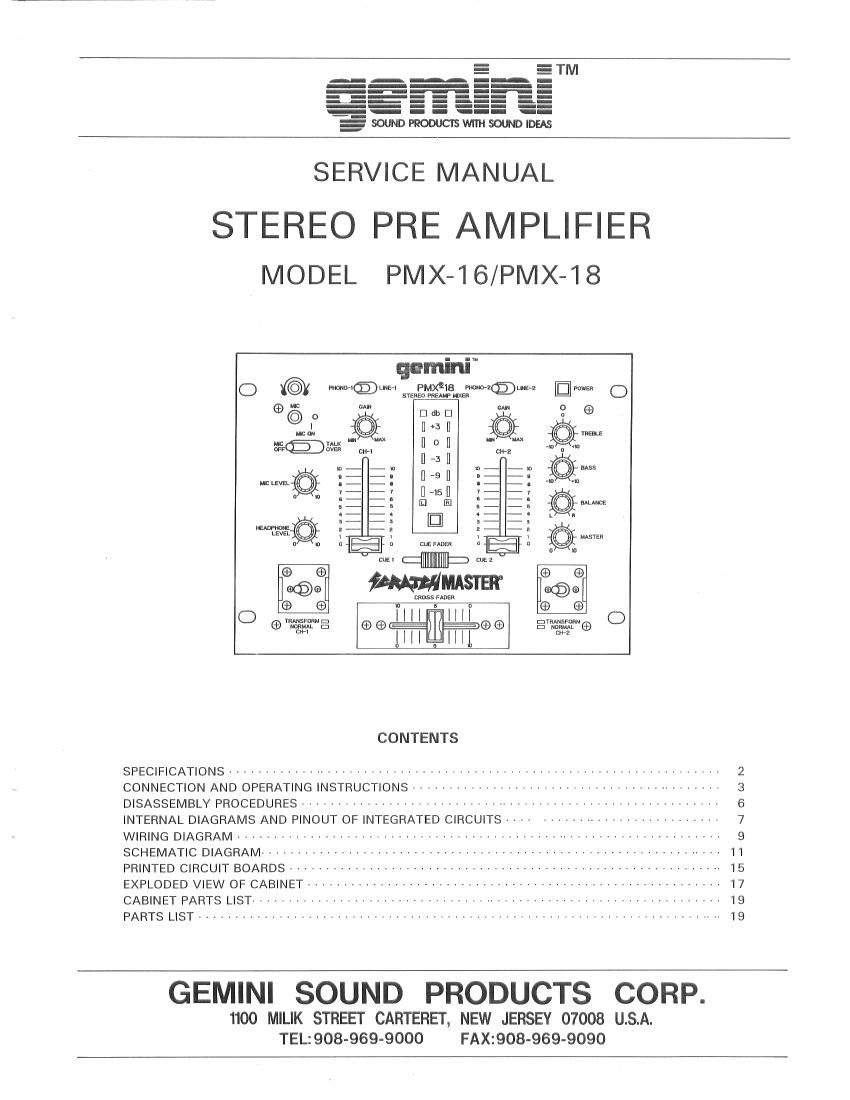 gemini sound pmx 16 service manual