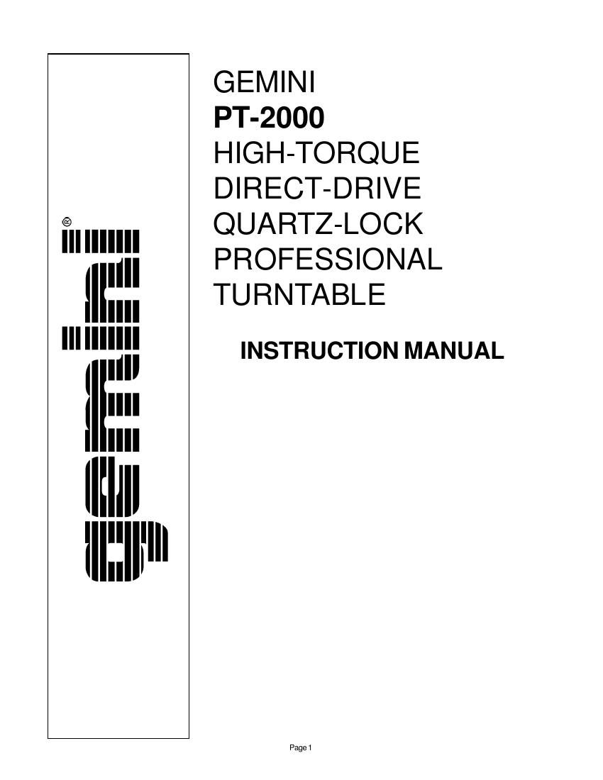 gemini sound pt 2000 owners manual