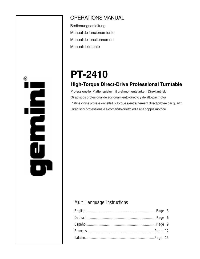 gemini sound pt 2410 owners manual