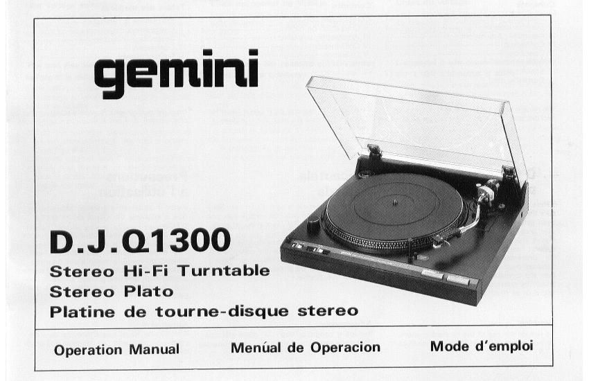 gemini sound q 1300 owners manual
