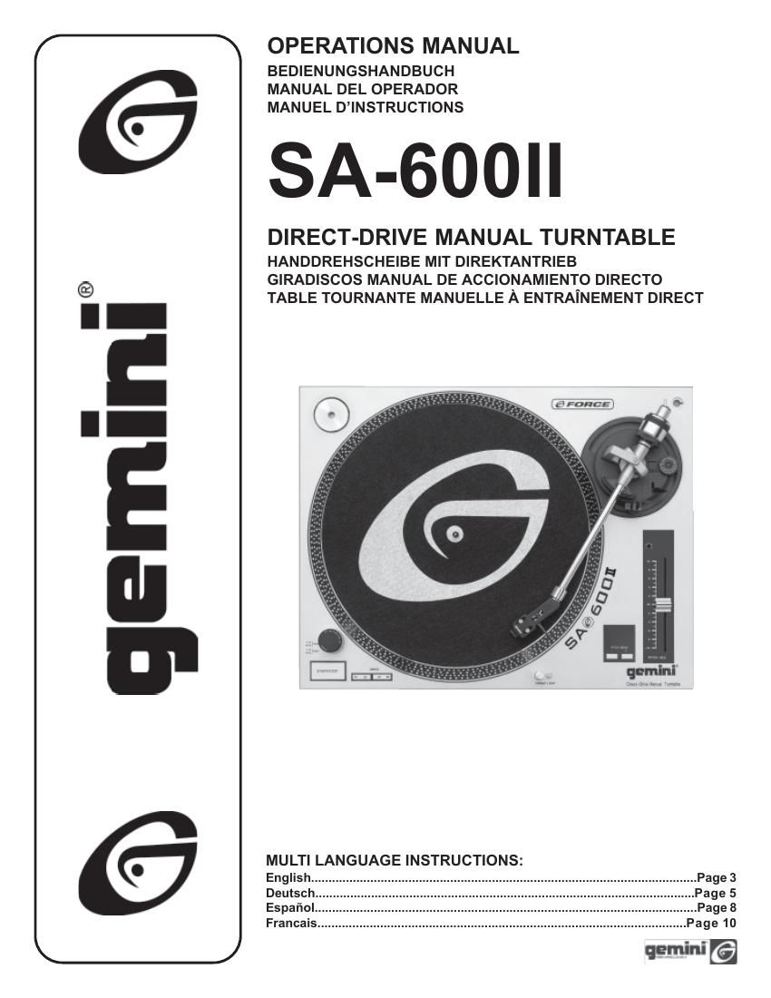 gemini sound sa 600 mk2 owners manual
