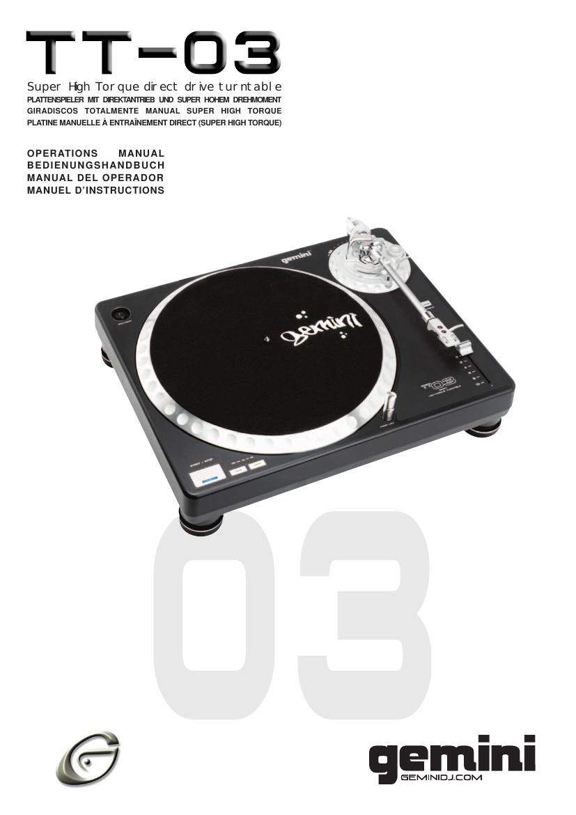 gemini sound tt 03 owners manual