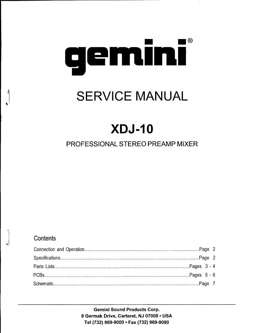gemini sound xdj 10 service manual