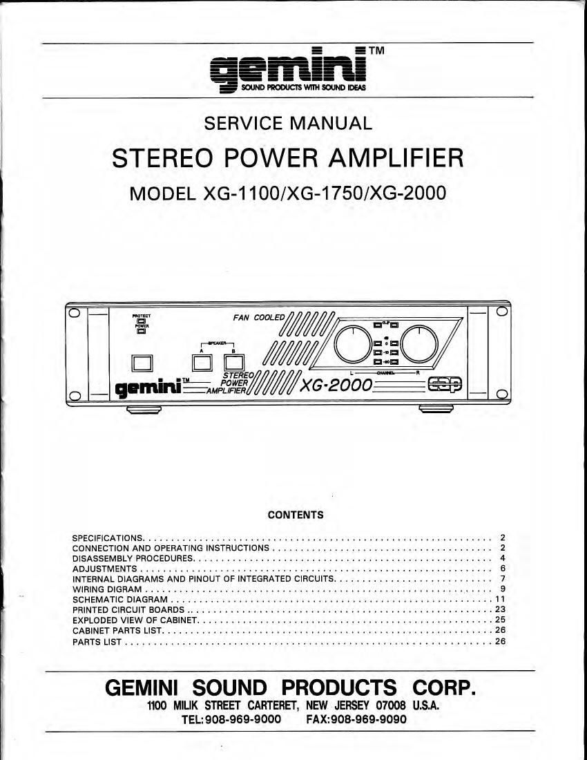 gemini sound xg 1100 service manual