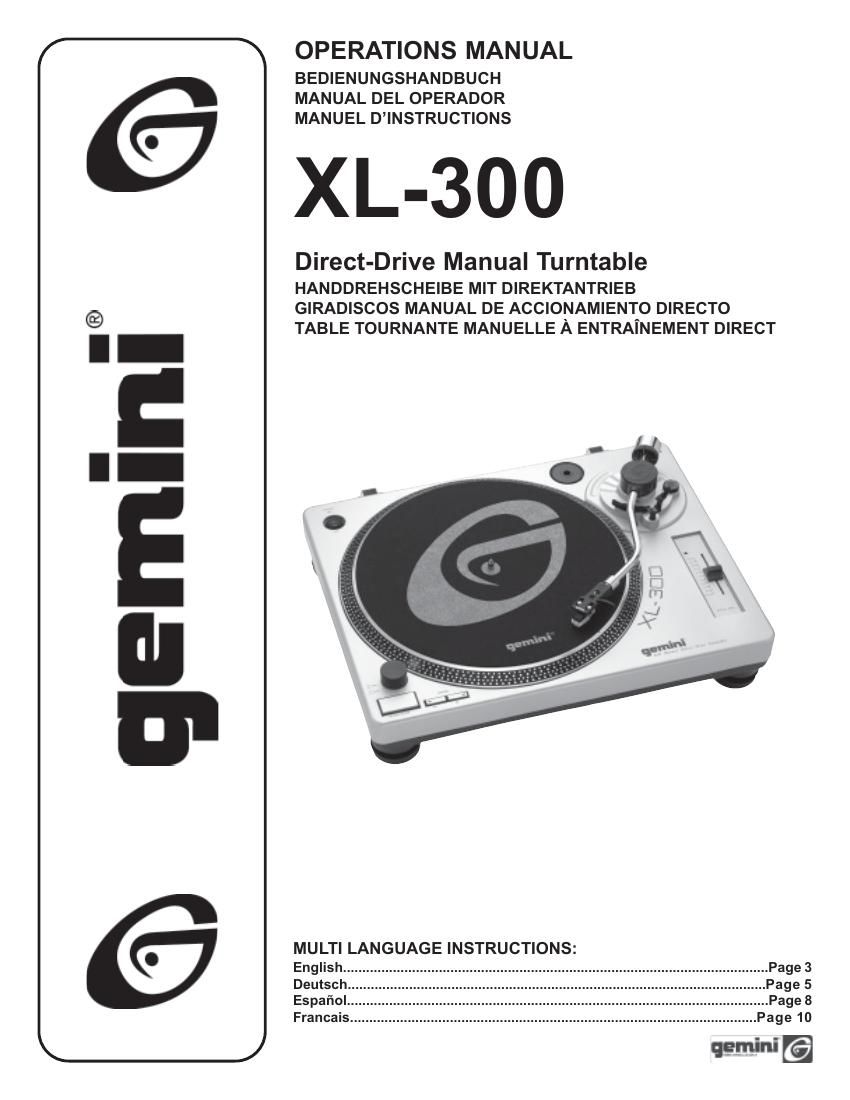 gemini sound xl 300 owners manual
